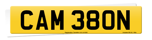 Registration number CAM 380N